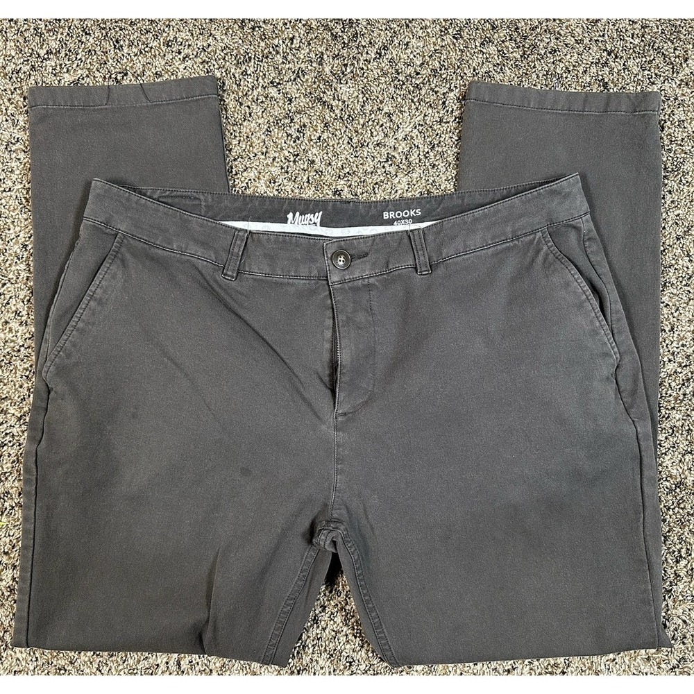 Mugsy Brooks Chino Pants Men's Sz 40x30 Charcoal‎ Grey Tapered